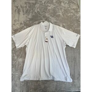 Antigua Mens XXL Kentucky Wildcats UK Embroidered Polo Shirt White Short Sleeve